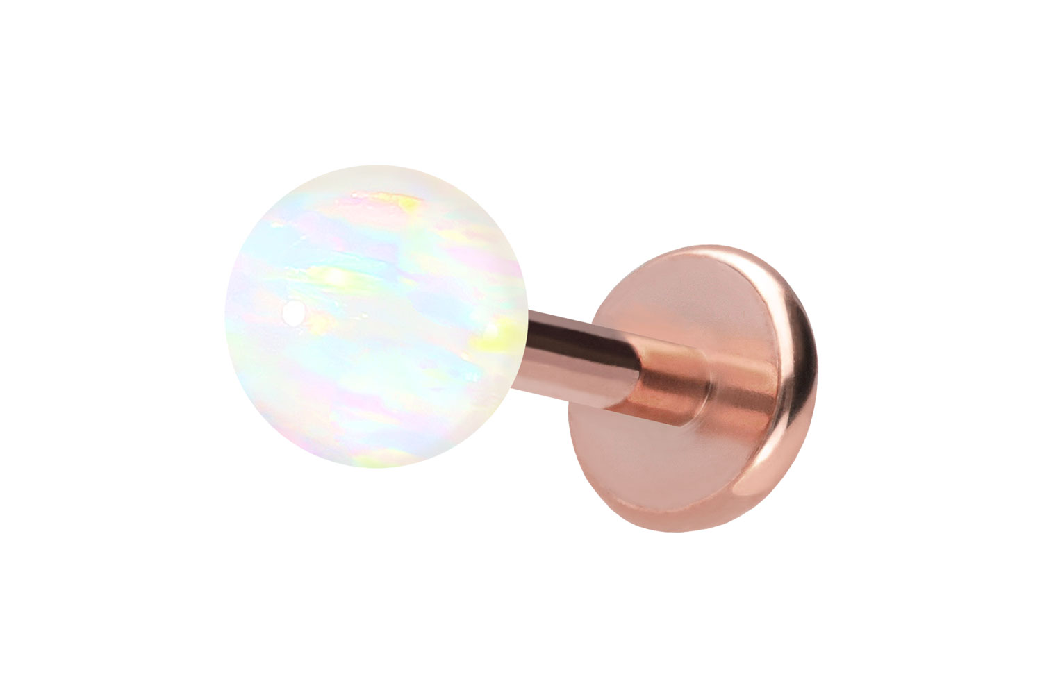 Titan Labret Piercing mit Push Fit SYNTHETISCHER OPAL